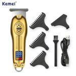Kemei KM-678 Beard & Hair Trimmer – USB Rechargeable with LCD Display, Self‑Sharpening Stainless Steel Blade – Black - Image 3