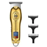 Kemei KM-678 Beard & Hair Trimmer – USB Rechargeable with LCD Display, Self‑Sharpening Stainless Steel Blade – Black