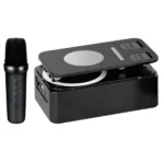 K98 Cell Phone Stand with Bluetooth Speaker – Rotating Foldable Design, 360° Rotation, Portable Audio, Black - Image 2