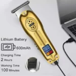 Kemei KM-678 Beard & Hair Trimmer – USB Rechargeable with LCD Display, Self‑Sharpening Stainless Steel Blade – Black - Image 2