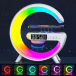 Smart G‑Shape G63 Table Lamp – Wireless Charger, Alarm Clock, RGB Light & Bluetooth Speaker, White Mini - Image 3