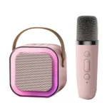 K12 Portable Karaoke Bluetooth Speaker – Bluetooth 5.0, 8W Stereo Sound, Built‑in Mic & Waterproof – Pink