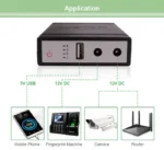 WGP Mini UPS 5/9/12V (10400mAh) Mini UPS for Wi‑Fi Router – Multi‑Output 5/9/12V, 3‑4 hr Backup, Compact Black - Image 2