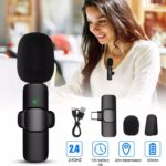 K8 Wireless Microphone – Noise‑Cancelling Type‑C Plug‑and‑Play Collar Mic for Vlogging & Online Classes – Black