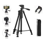3366 Aluminum 3‑Section Mobile & DSLR Photography Tripod Stand – 140 cm Extended, 5 kg Load Capacity, 360° Pan/Tilt, 52 cm Folded, 750 g Lightweight - Image 3
