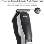 HTC AT-538 Hair & Beard Trimmer – Rechargeable Wireless Groomer with 4 Adjustable Length Settings – Black & Silver - Image 2