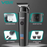 VGR V-937 Electric Hair Trimmer – Professional Rechargeable USB‑C Fast Charge, 2000 mAh Battery, LED Display, Adjustable 1.5‑4.5 mm Stainless Steel Blades – Black - Image 6