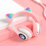 Bluetooth 5.0 Wireless Cat‑Ear Glow Light Headphones – 40mm Stereo Bass Over‑Ear Gaming Headset for Kids & Girls, Volume Control, Wired/Wireless (3.5mm) - Image 3