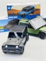 WUF Super Bass Car-Shaped Bluetooth Speaker 10W Super Bass, LED Headlights & Phone Holder – Black