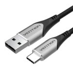 Vention VB-1M USB‑C Cable – Cotton Braided 3A Fast‑Charge, USB 2.0, 1 M Length – Black