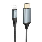 Hoco UA15 Lightning to HDMI Cable – 1080p 60Hz HD Audio, Braided Nylon, Plug‑Play – Black
