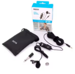 Boya M1 Clip-On Microphone – Omnidirectional Condenser, Low‑Noise Video Mic with Lapel Clip, LR44 Battery & Windshield – Black - Image 4