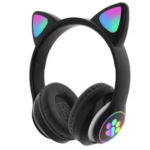 Bluetooth 5.0 Wireless Cat‑Ear Glow Light Headphones – 40mm Stereo Bass Over‑Ear Gaming Headset for Kids & Girls, Volume Control, Wired/Wireless (3.5mm)