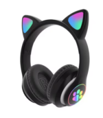 Bluetooth 5.0 Wireless Cat‑Ear Glow Light Headphones – 40mm Stereo Bass Over‑Ear Gaming Headset for Kids & Girls, Volume Control, Wired/Wireless (3.5mm)