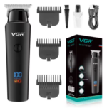 VGR V-937 Electric Hair Trimmer – Professional Rechargeable USB‑C Fast Charge, 2000 mAh Battery, LED Display, Adjustable 1.5‑4.5 mm Stainless Steel Blades – Black