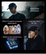 Awei A997 Pro Over‑Ear Bluetooth 5.3 Wireless Headphones – 40mm Drivers, ANC 22 dB, IPX4 Waterproof, 24 hr Playtime, Dual‑Channel, Gaming & Hi‑Fi Audio - Image 2