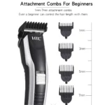HTC AT-538 Hair & Beard Trimmer – Rechargeable Wireless Groomer with 4 Adjustable Length Settings – Black & Silver - Image 3