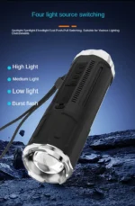 Zenith X1 Portable Bluetooth Speaker with Zoomable Flashlight, 4 Dimming Modes, FM Radio, Long Battery Life – Black