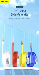 Awei CL-206L Lightning Cable Fast Charging 2.4A USB Data Sync Black 1m - Image 7
