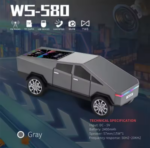WS WS580 Wireless Bluetooth Speaker – Cybertruck Car‑Shape 15W Stereo, Bluetooth 5.3, TF Card & FM Radio, Compact 114×109 mm - Image 7