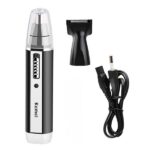 Kemei KM-6632 2-in-1 Rechargeable Nose & Ear Hair Trimmer – Black
