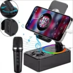 K98 Cell Phone Stand with Bluetooth Speaker – Rotating Foldable Design, 360° Rotation, Portable Audio, Black - Image 6