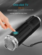 Zenith X1 Portable Bluetooth Speaker with Zoomable Flashlight, 4 Dimming Modes, FM Radio, Long Battery Life – Black - Image 3