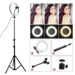 12" LED Ring Light with Tripod Stand – 120 Beads, 24W, 2700‑5500K Adjustable Color, Stepless Dimmable USB Power for Selfie, Makeup, Photography & Live Streaming