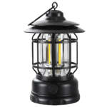Multifunctional Rechargeable Stepless Dimming Handheld LED Camping Lamp – Vintage 360° Portable Lantern with COB Light, 18650 Battery, Lightweight ABS, 7‑inch