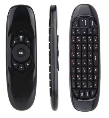 QMcZaaVAKWaZVXFYrBXS7o6QAVyavsjJJNJDyk3w Universal AM-01 Wireless Air Mouse with Gyroscope QWERTY Keyboard – Nano 2.4GHz Receiver – Black - Image 1
